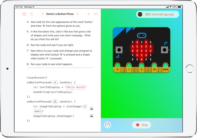 Screenshot of micro:bit Swift Playgrounds book